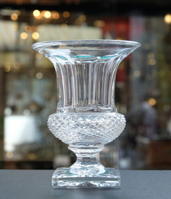 Saint Louis Crystal Versailles Vase Medium Model Diamond Tip Circa 1960