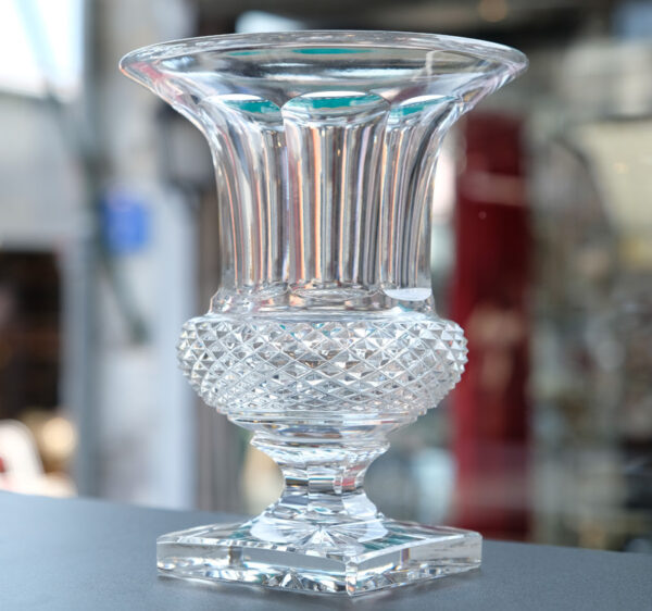Saint Louis Crystal Versailles Vase Medium Model Diamond Tip Circa 1960 - Image 2