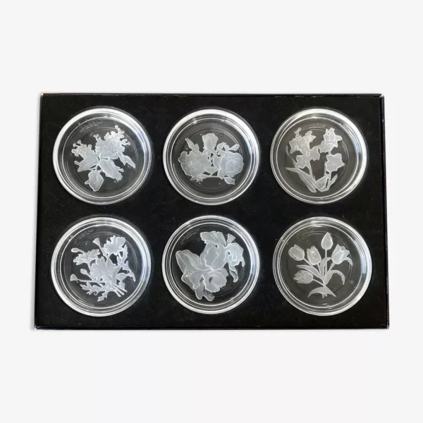 6 Crystal coasters Val St Lambert