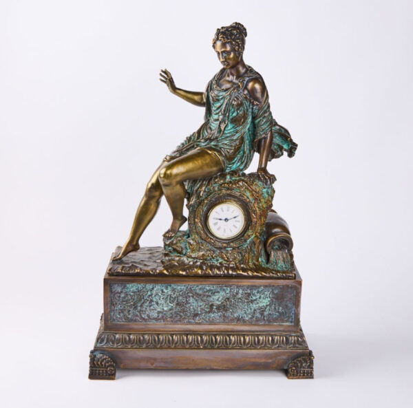 ANTIQUE STYLE BRONZE CLASSIC FIGURE MANTLE CLOCK