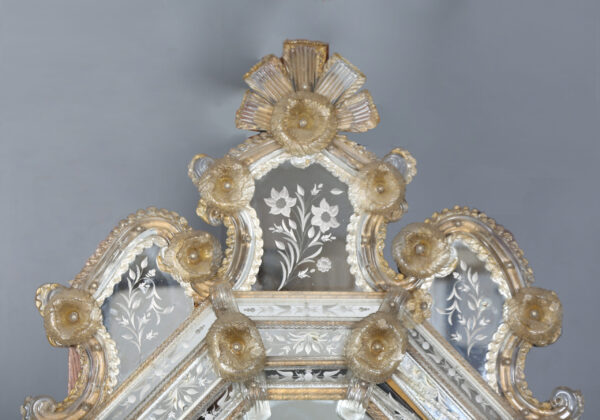 Venetian mirror with engraved mirrors frame, 20th Century - Image 2