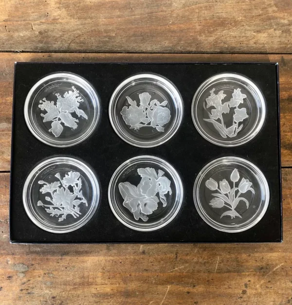 6 Crystal coasters Val St Lambert - Image 2