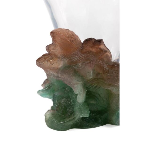 DAUM CLEAR GLASS VASE & PATE DE VERRE SNAKE BASE - Image 11