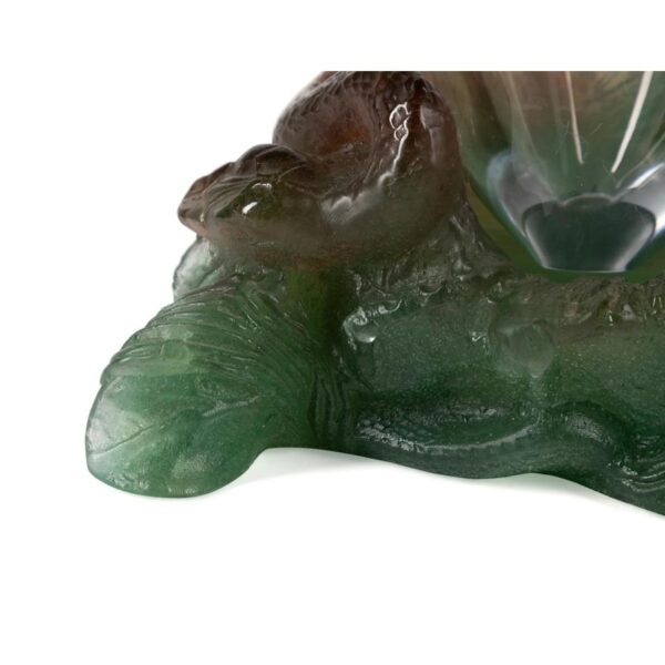DAUM CLEAR GLASS VASE & PATE DE VERRE SNAKE BASE - Image 12