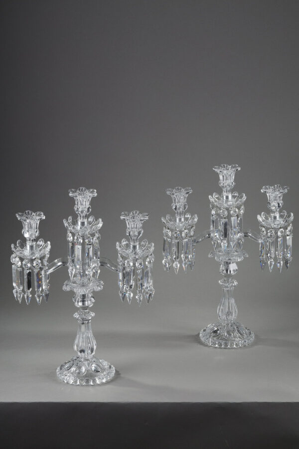 PAIR OF BACCARAT THREE-ARM CANDELABRA - Image 2