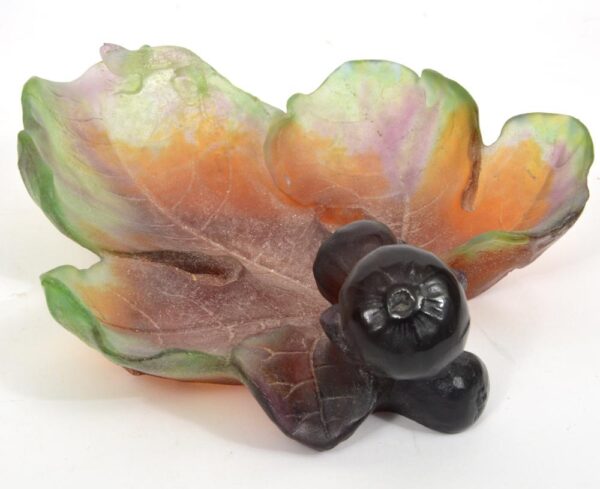 Vintage Daum Pate De Verre Crystal Fig Leaf Dish - Image 2